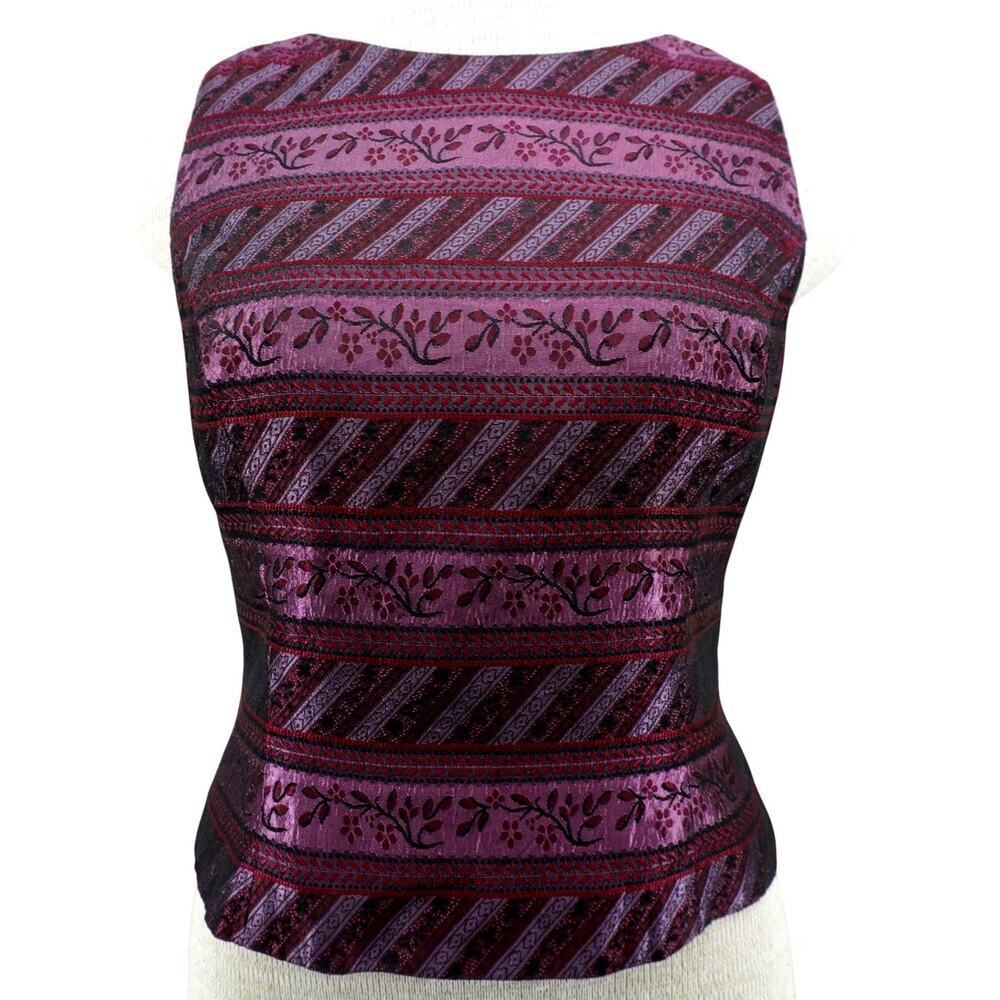 Scott McClintock Petite Millennium 2000 Purple Brocade Tank Top Sz 6 Y2K USA